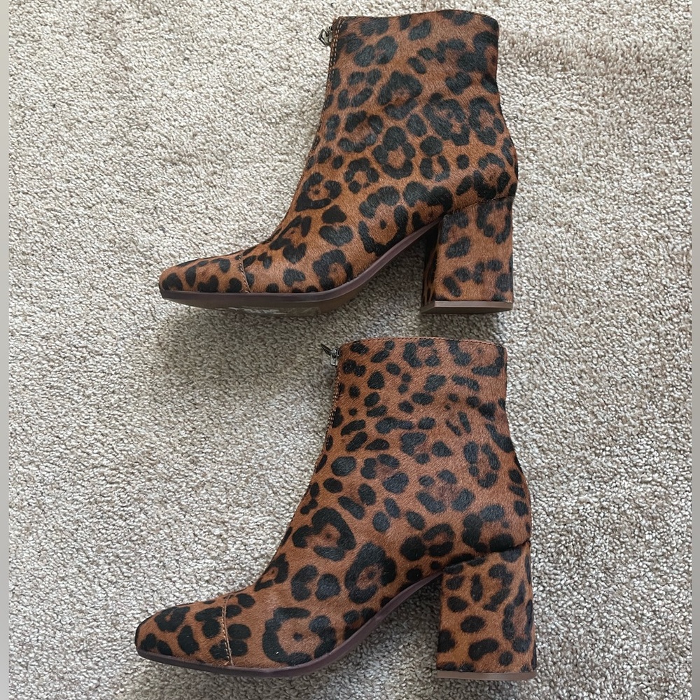 Madewell Front Zip Boots in Leopard Calf Hair